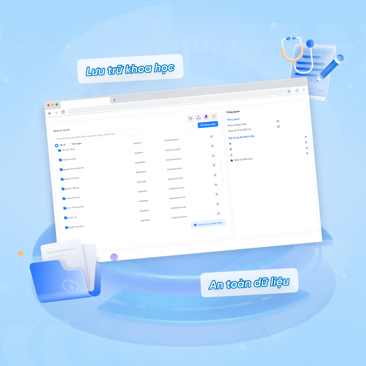 Quản lý bệnh án chuyên sâu - Lưu trữ khoa học - An toàn dữ liệu